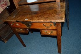 A GEORGIAN OAK LOWBOY, with two short and long drawer, approximate size length 83cm x depth 48cm x