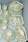 COPELAND 'SPODE'S ROYAL JASMINE' DINNERWARES, to include tureens, soup bowl, plates and saucers, etc