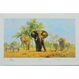 DAVID SHEPHERD (1931-2017) 'AFRICAN LANDSCAPE', a limited edition print of elephants and zebras, etc