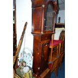 A GEORGE III OAK AND MAHOGANY BANDED SATINWOOD INLAID LONGCASE CLOCK, 8 day movement, dismantled