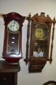 A 20TH CENTURY AMERICAN WALL CLOCK and a modern wall clock (2)