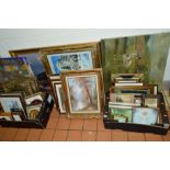 A LARGE QUANITY OF PICTURES AND PRINTS etc, to include an oil by Ann Challis Hodges of Ponies,