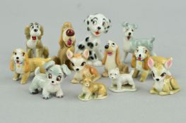 A SMALL GROUP OF WADE WHIMSIES, to include Scamp, two Lady, Tramp, Trusty, two Bambi (one