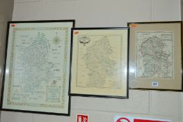 HERMAN MOLL, A MAP OF STAFFORDSHIRE, hand tinted, 26cm x 20cm, together with a facsimile map of