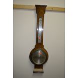 AN ART DECO WALNUT ANEROID BAROMETER, marked H Pidduck & Sons Ltd, Hanley