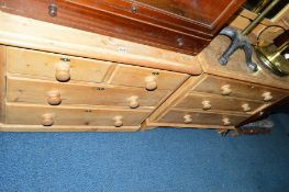 A VICTORIAN PINE CHEST, of two short and two long drawers, together with a dressing chest with a