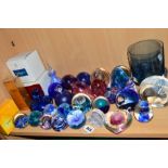 A GROUP OF GLASSWARES AND PERFUMES, to include paperweights (Caithness, Mats Jonasson etc), Wedgwood