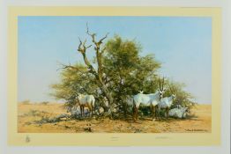 DAVID SHEPHERD (1931-2017 'ARABIAN ORYX', a limited edition print 276/1500, signed and numbered in