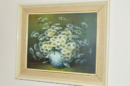 NANCY LEE (BRITISH 20TH CENTURY), oil on canvas of a vase full of daisies, signed lower left, in a