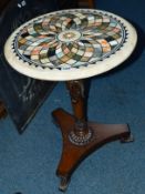 A REPRODUCTION CIRCULAR SPECIMEN MARBLE STYLE TOPPED OCCASIONAL TABLE, approximate size diameter