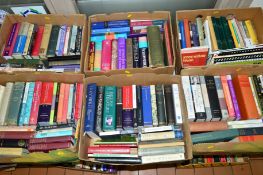 SIX BOXES OF BOOKS, to include biographies, christianity and history