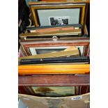 PICTURES AND PRINTS, a box of assorted 19th and 20th Century framed pictures, including hand