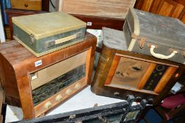 TWO VINTAGE WOODEN CASED RADIOS (sd), a Regentone record player and a cased radio (4)