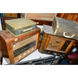 TWO VINTAGE WOODEN CASED RADIOS (sd), a Regentone record player and a cased radio (4)