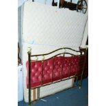 A 4' 6' DIVAN BED, and a mattress, brass headboard and another headboard (4)