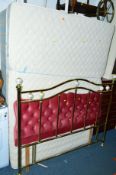 A 4' 6' DIVAN BED, and a mattress, brass headboard and another headboard (4)