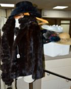 A MINK FUR JACKET, 'Marshalls, Wilmslow' label, a coney fur stole (rabbit tails), together with