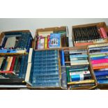 SEVEN BOXES OF BOOKS, to include Encyclopaedia Judaica (20 vols)