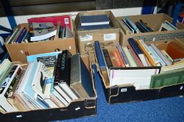 FIVE BOXES OF BOOKS, to cover subjects such as Antique collecting, Art, furniture, ceramics, etc and