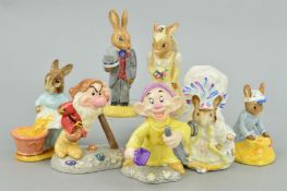 SEVEN ROYAL DOULTON AND BESWICK FIGURES, to include two Doulton Snow White figures 'Irresistibly