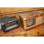 A STRAD MODEL S11 BAKELITE RADIO (distressed) and a walnut cased radio (2)