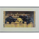 NIGEL HEMMING (BRITISH 1957) 'SEVEN UP', a limited edition print of a litter of seven Labradors