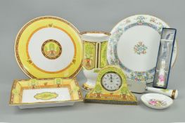 A SMALL GROUP ROYAL WORCESTER TRINKETS ETC, to include 'Versailles' clock (boxed), footed vase,