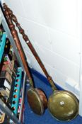TWO COPPER AND BRASS WARMING PANS (2)
