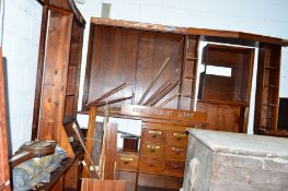 A LATE 19TH/EARLY 20TH CENTURY AND LATER MAHOGANY AND PINE APOTHCATHY CABINETS/DRAWERS, comprising