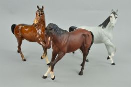 THREE BESWICK HORSES, 'Spirit of Youth' No.2703 (brown, matt) and two 'Spirit of the Wind' No.