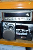 AN AIWA HI FI, with two speakers (faulty tape player), a vintage Pioneer stereo receiver and a