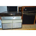 A VINTAGE PHILIPS 202 RECORD PLAYER, with two matching speakers, an Elizabethan reel to reel