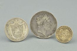 THREE COINS, to include two George III coins dated 1818 and 1836, together with a Victorian one