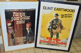 TWO FRAMED GERMAN WESTERN FILM POSTERS, starring Clint Eastwood 'Fur ein Handvoll Dollar' (fist full