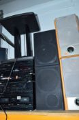 A TECHNICS COMPONANT HI FI, an Alphason hi fi stand, two Technics speakers and two Sony speakers (