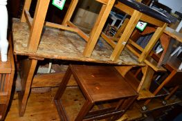 A RUSTIC OAK TABLE, and three similar tables (4)