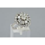 A MODERN LARGE BOMBE DESIGN ROUND DIAMOND CLUSTER RING, estimated total diamond weight 2.4ct, colour