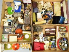 THREE SMALL BOXES OF MAINLY COSTUME JEWELLERY, to include a late Victorian oval jet locket with