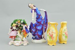A CONTINENTAL DECO STYLE FIGURE, Spanish dancer, height 26cm, a Derby style porcelain figure
