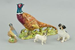FOUR BIRD/DOG FIGURES, to include Beswick Jack Russell Terrier No 3380 and Pheasant, second