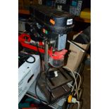 A PERFORMANCE PILLAR DRILL, (sd) a tray of powertools including a Bosch electric chainsaw and a