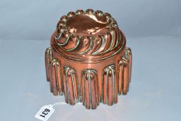 A COPPER JELLY MOULD, impressed No.3736, height 13.5cm