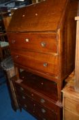 AN EDWARDIAN DRESSING CHEST, with a single mirror and three various drawers, together with an oak