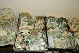 SIX BOXES AND LOOSE PART DINNERWARES, etc, mainly green florally decorated