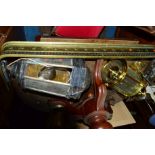 A PAINTED VICTORIAN CAST IRON STREET LANTERN TOP AND A MODERN BRASS CEILING LIGHT (sd) (2)