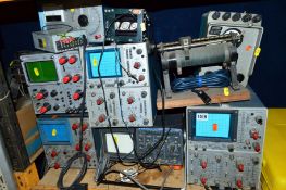 FIVE OSCILLOSCOPES (by Telequipment and Philips), a Meggar earth tester, a Levell RC oscillater, etc