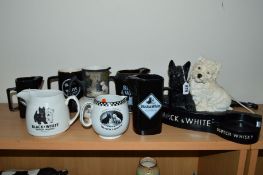 'BLACK AND WHITE SCOTCH WHISKY' ADVERTISING ITEMS, to include plastic stand and various jugs