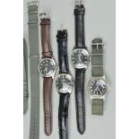 A SELECTION OF WWII/POST WWII ERA MILITARY ISSUE WRISTWATCHES, to include three Humt Jawan brand,