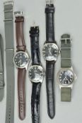 A SELECTION OF WWII/POST WWII ERA MILITARY ISSUE WRISTWATCHES, to include three Humt Jawan brand,