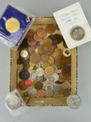 A SMALL BOX OF MIXED COINS, to include a 1902 Edward VII Crown